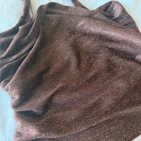 NWOT Reformation Brown Sparkle Molly Halter Top Medium Knit Top - Picture 5 of 6